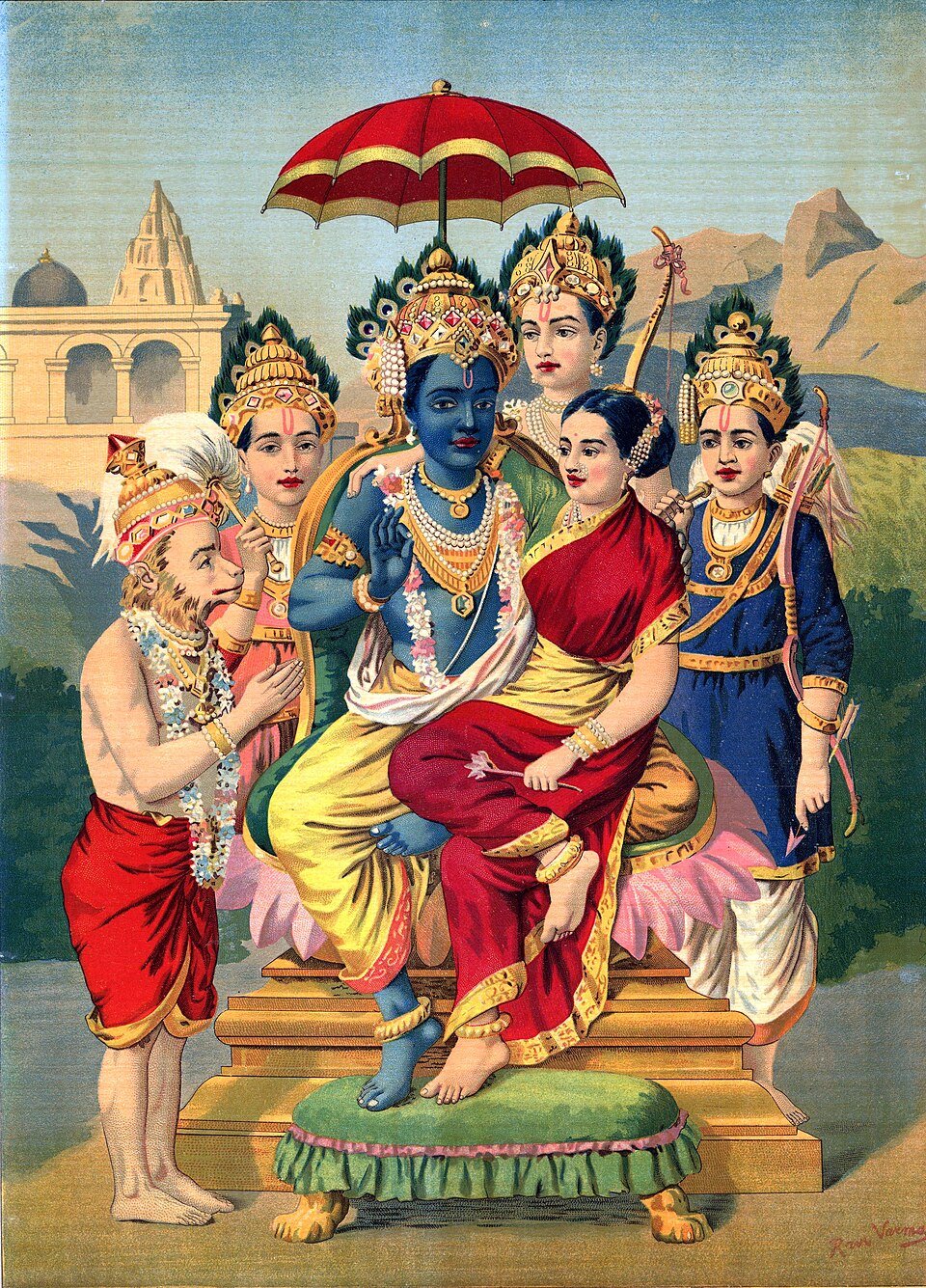 Sri Rama Panchayatan: Rama, Sita, Lakshmana and Hanuman